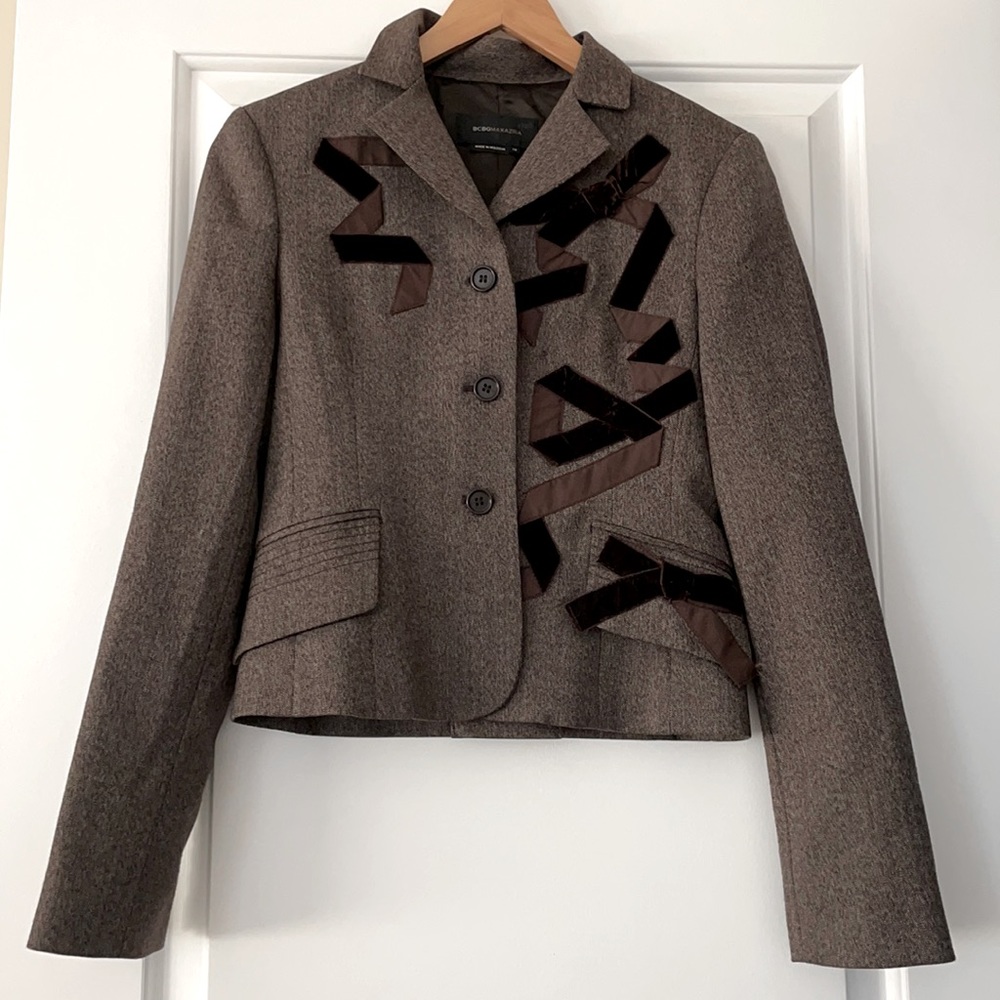BCBG Maxazria Brown Button Blazer/Jacket SZ/XS